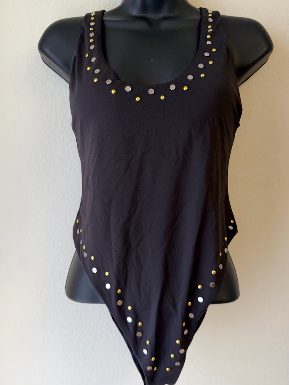 Dolce Vita Black Tank Top with Gold & Silver Studs